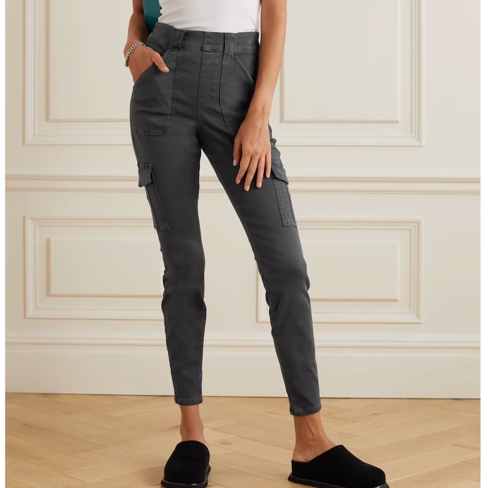 SPANX Twill Tapered Cargo Pants Black Tall Women’s Size Large L